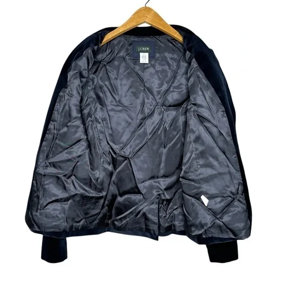 J. Crew Navy Blue Velvet Two Button Blazer Womens Size 8T - Picture 2 of 6